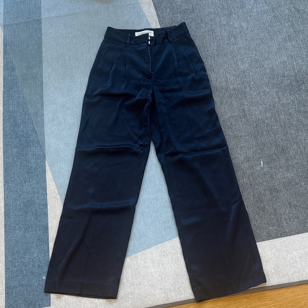 Aritzia Satin Effortless Pants, Navy, Size 0 Short